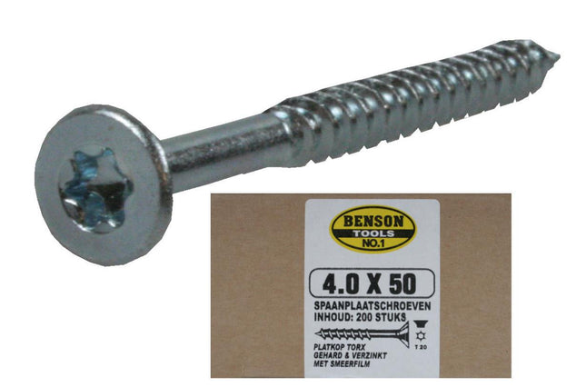 Benson Spaanplaatschroeven voor Beslag – Torx TX-20 – 4.0 x 50 mm – 200 stuks