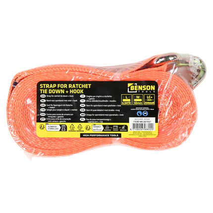Benson Losse Spanband met Haak – 8,5 Meter – 5 Ton – Professioneel Geel
