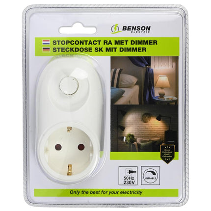 Benson Stopcontact met Dimmer - Randaarde - Wit - Kinderbeveiliging