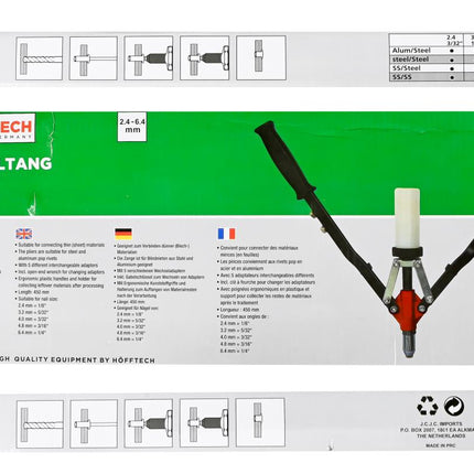 Hofftech Popnageltang Jumbo - 450 mm - Voor Staal, RVS en Aluminium