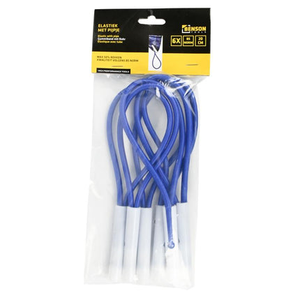 Benson Elastiekset met Pijpje - 22 cm - 6 Stuks - Blauw/Wit - 50% Rek