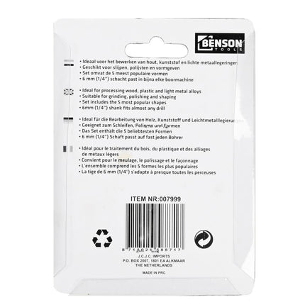 Benson Boor- & Raspset - 5-delig - Voor Hout, Kunststof en Zachte Metalen