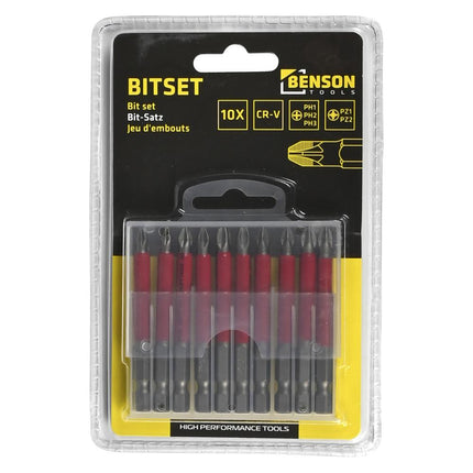 Benson Langbit Set - 10-delig - 70 mm - Met Beschermende Coating