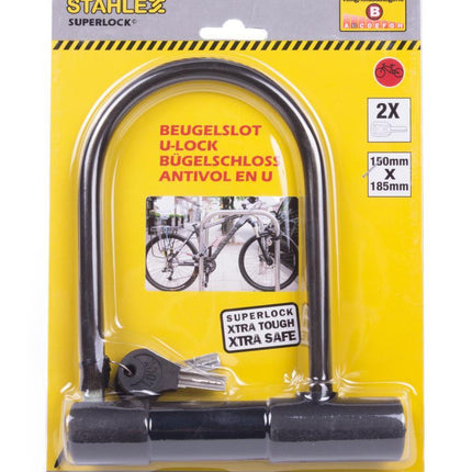 Stahlex Beugelslot - 15 x 18.5 cm - 10 mm Staal - Zwart - Veiligheidscategorie B