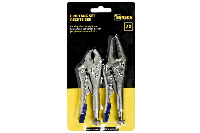 Benson Mini-griptang Set - 2-delig - Rechte Bek - 100 mm - Snelspanner