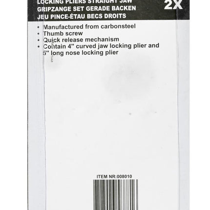 Benson Mini-griptang Set - 2-delig - Rechte Bek - 100 mm - Snelspanner