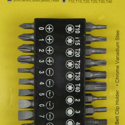 Benson Bitset - 25-delig - Chroom-vanadium (Cr-V) - Inclusief Riemclip