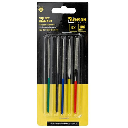 Benson Micro Diamantvijlset - 5-delig - 100 mm - Voor Precisiewerk