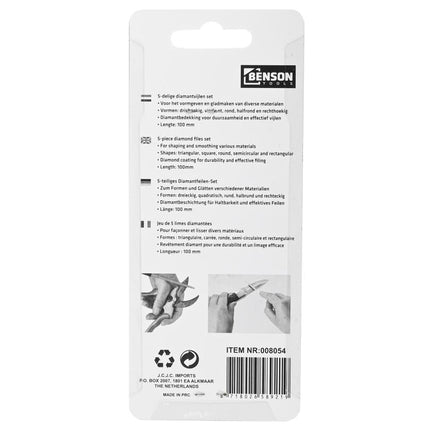 Benson Micro Diamantvijlset - 5-delig - 100 mm - Voor Precisiewerk