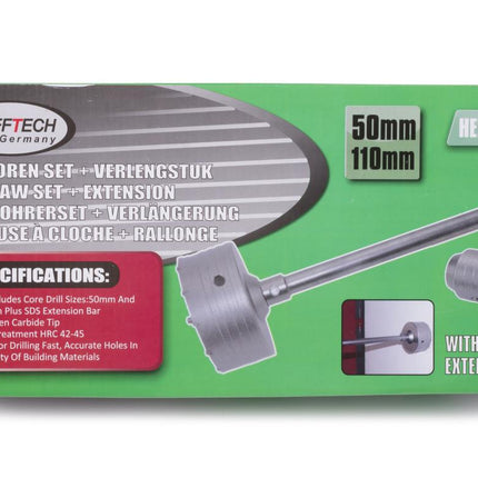 Hofftech Dozenboorset SDS+ - Ø 50 mm & Ø 110 mm - Voor Steen & Licht Beton