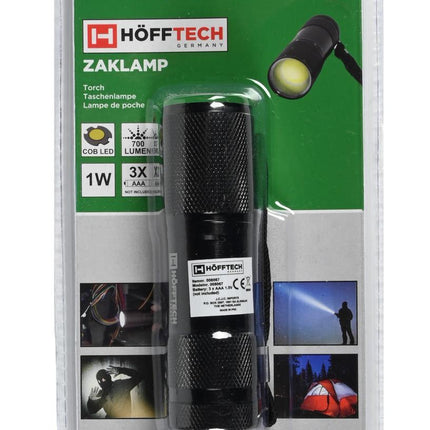 Hofftech Compacte LED Zaklamp – 9 Heldere LED's – 9 cm – Lichtgewicht & Robuust – Zwart