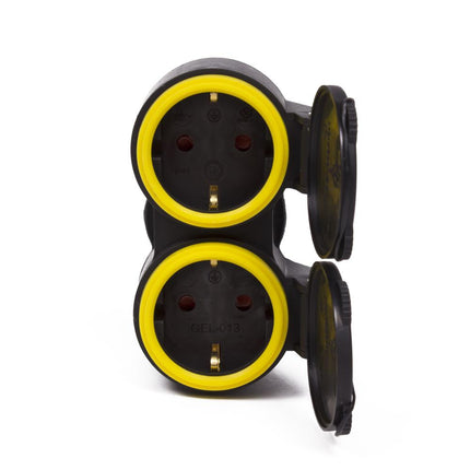 Benson Dubbele Contrastekker voor Buiten – IP44 – Zwart – 3680 Watt