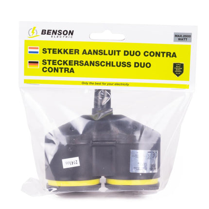 Benson Dubbele Contrastekker voor Buiten – IP44 – Zwart – 3680 Watt