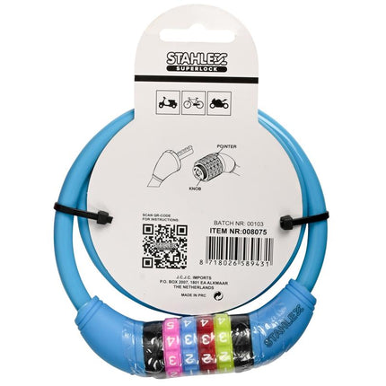 Stahlex LockBuster Kabel Cijferslot - 10 x 650 mm - Kleurenmix
