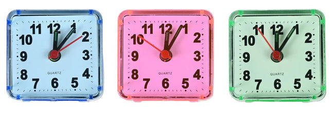 Benson Kleine Reiswekker met Alarm - Compact 6 cm - Quartz - Assorti Kleuren