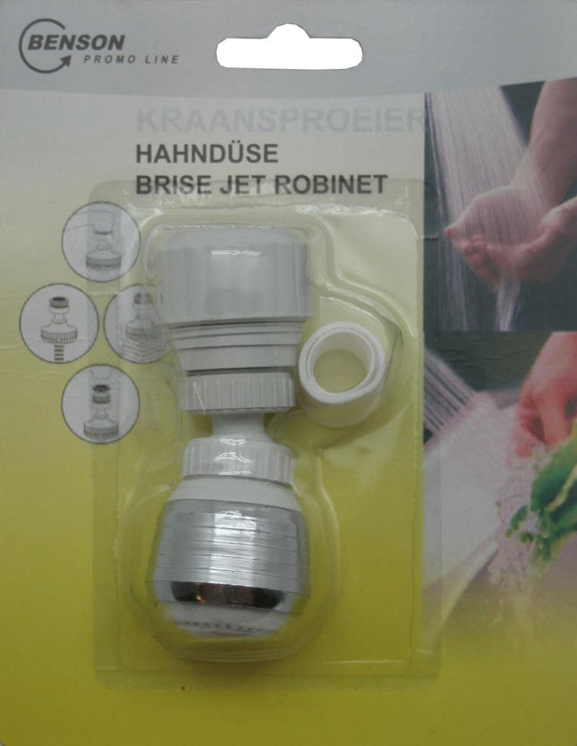 Benson Roterende Kraansproeier - 360 Graden - 2 Standen - Chroom en Wit