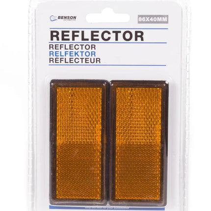 Benson Reflector Rechthoek Oranje - 86 x 40 mm - Zelfklevend - Set van 2
