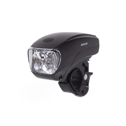 Benson LED Fietskoplamp - 5 LED's - Zwart - 4 Lux - Inclusief Batterijen