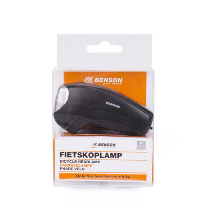 Benson LED Fietskoplamp - 5 LED's - Zwart - 4 Lux - Inclusief Batterijen
