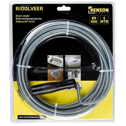 Benson Rioolveer – 5 meter – Flexibele & Sterke Ontstopper (Ø 9 mm)