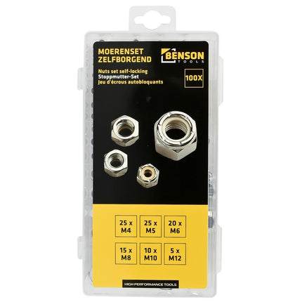 Benson Zelfborgende Moeren Assortimentbox – 100-delig – Verzinkt