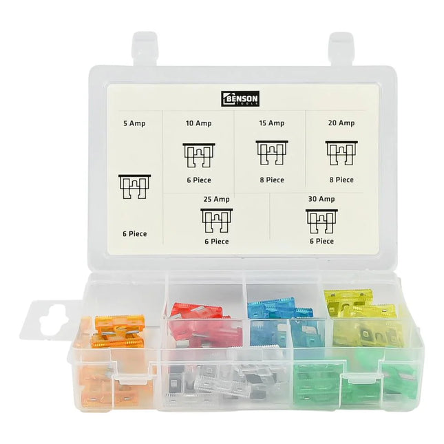 Benson Standaard Steekzekeringen Set – 40-delig – 5A t/m 30A – Transparant