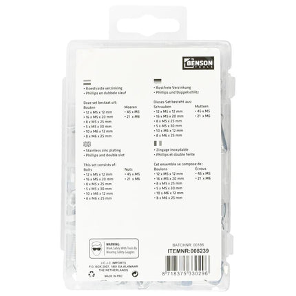 Benson Bouten & Moeren Assortimentbox – 125-delig – Verzinkt