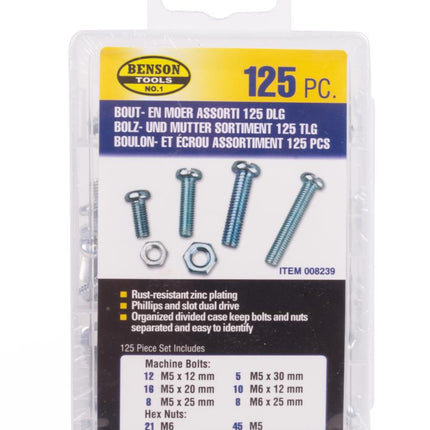 Benson Bouten & Moeren Assortimentbox – 125-delig – Verzinkt