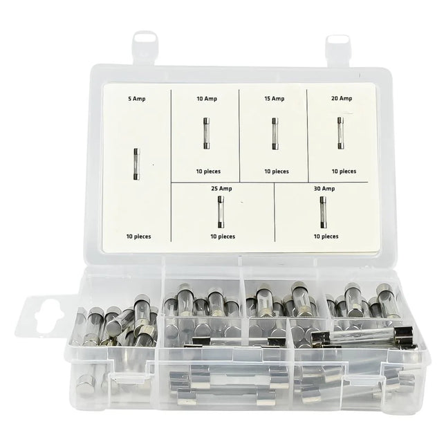 Benson Glaszekeringen Set – 60-delig – 5A t/m 30A – Inclusief Assortimentsbox