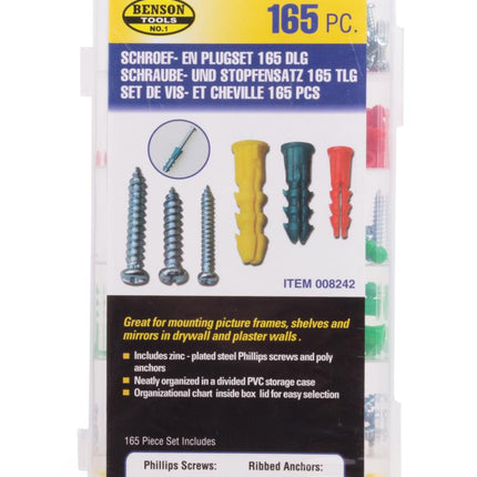 Benson Complete Schroeven- en Plugset – 165-delig – Inclusief Assortimentsdoos