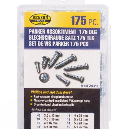 Benson Parkerschroeven Assortimentbox – 175-delig – Verzinkt