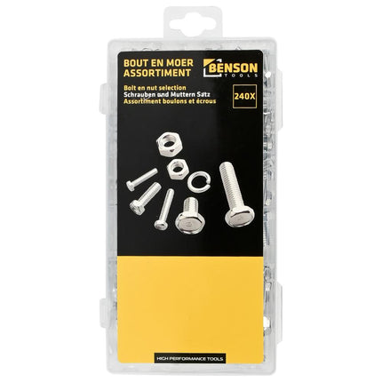 Benson Bouten, Moeren & Veerringen Assortimentbox – 240-delig – Verzinkt