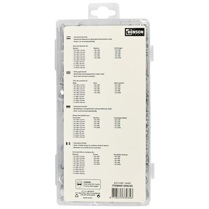 Benson Bouten, Moeren & Veerringen Assortimentbox – 240-delig – Verzinkt