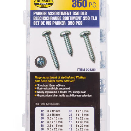 Benson Parkerschroeven Assortimentbox – 350-delig – Verzinkt