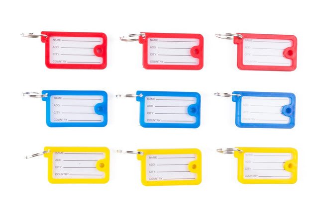 Benson Rechthoekige Sleutellabels - 9 Stuks - 4,5 x 2,5 cm - Assorti