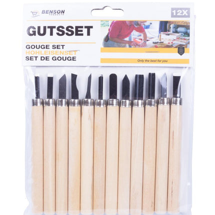 Benson Gutsset - 12-Delig - Voor Houtbewerking - Houten Handvatten
