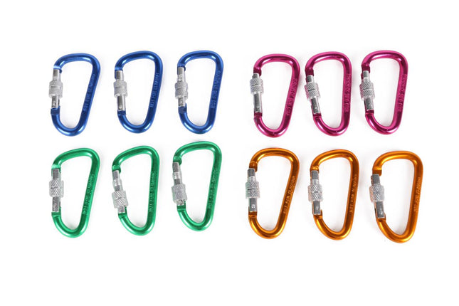 Benson Aluminium Sleutelhanger Karabijnhaken – D-vorm – 12 stuks