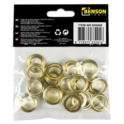 Benson Zeilringen - 13 mm - 24 Stuks - Messing - Voor Dekzeilen