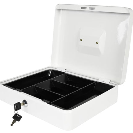 Benson Metalen Geldkist XL - 300 x 240 x 90 mm - Wit - Cilinderslot
