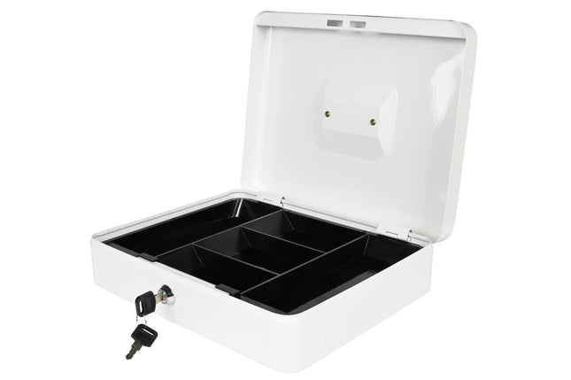 Benson Metalen Geldkist XL - 300 x 240 x 90 mm - Wit - Cilinderslot