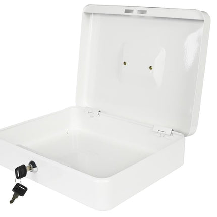 Benson Metalen Geldkist XL - 300 x 240 x 90 mm - Wit - Cilinderslot
