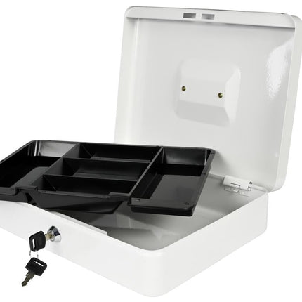 Benson Metalen Geldkist XL - 300 x 240 x 90 mm - Wit - Cilinderslot