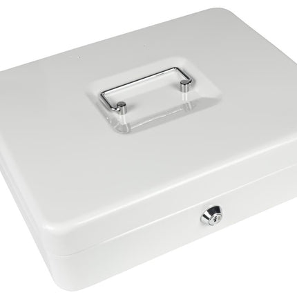 Benson Metalen Geldkist XL - 300 x 240 x 90 mm - Wit - Cilinderslot