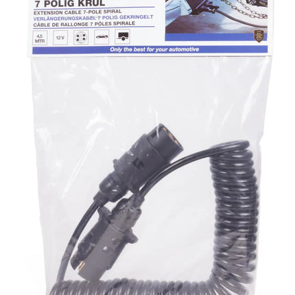 Benson Verlengkabel Aanhanger - 7-Polig - Krulsnoer 4,5 Meter - 12 Volt