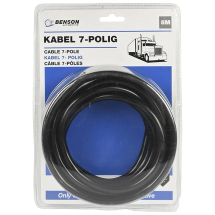 Benson Aanhangwagen Kabel - 7-Aderig - 5 Meter - 7x1 mm² - Zwart