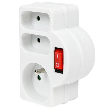 Benson Verloopstekker - 3-weg Splitter met Penaarde - België & Frankrijk - 2300W - Wit