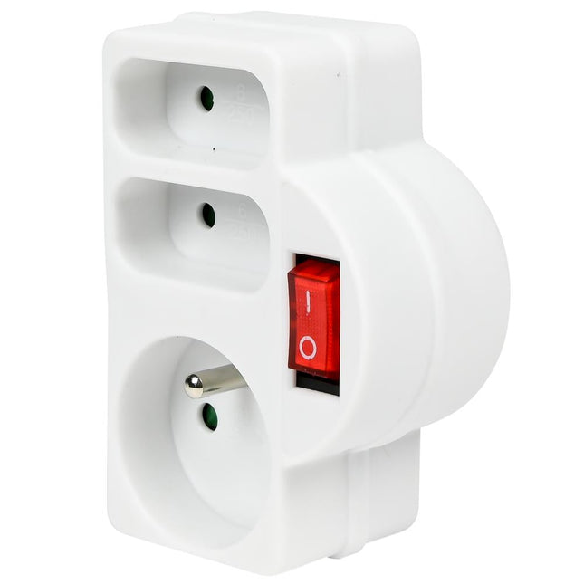 Benson Verloopstekker - 3-weg Splitter met Penaarde - België & Frankrijk - 2300W - Wit