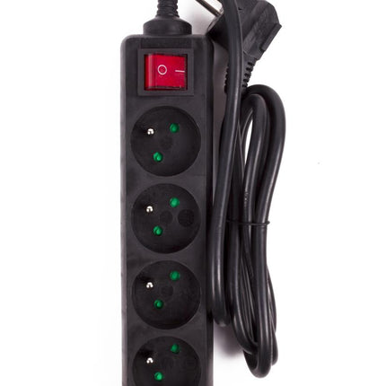 Benson Stekkerdoos Type E - 4-voudig - Schakelaar - 1.5 Meter - Zwart