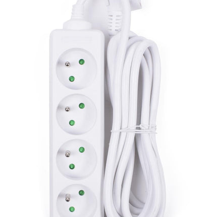 Benson Stekkerdoos Type E - 4-voudig - 3 Meter - Wit - Kinderbeveiliging