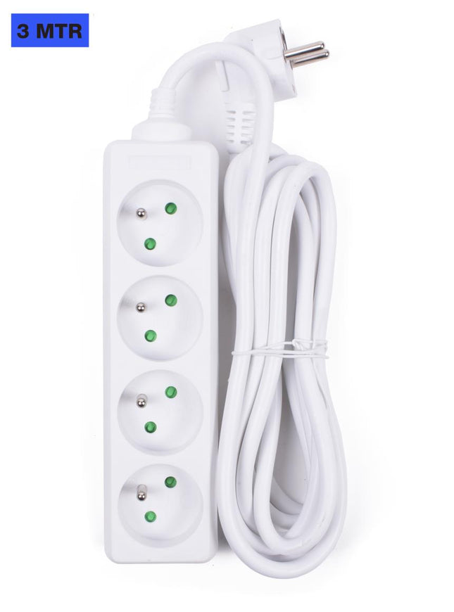 Benson Stekkerdoos Type E - 4-voudig - 3 Meter - Wit - Kinderbeveiliging